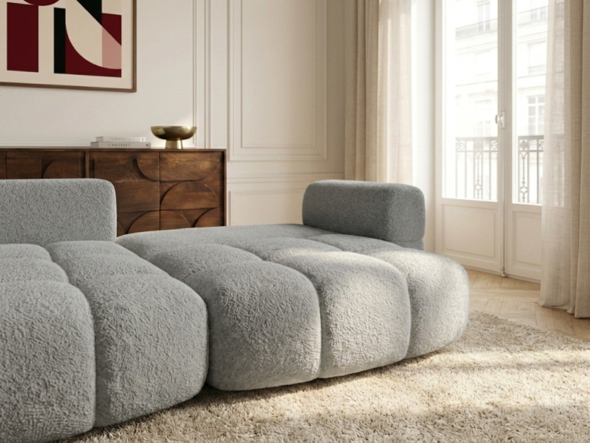 Bobochic Madison Ecksofa mit Schlaffunktion und Bettkasten Stoff Taupe