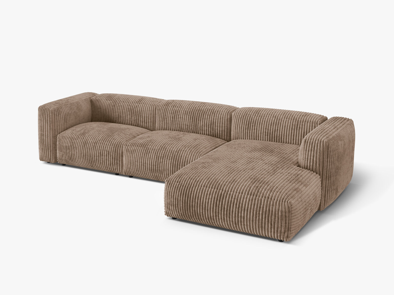 Micadoni Ecksofa Martina 3-Sitzer Rechts Kord Tilia Eichel