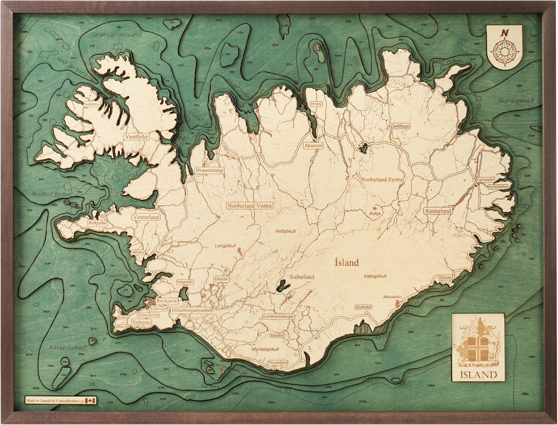 Cutting Brothers 3D Holz-Wandkarte Island 810x61 cm