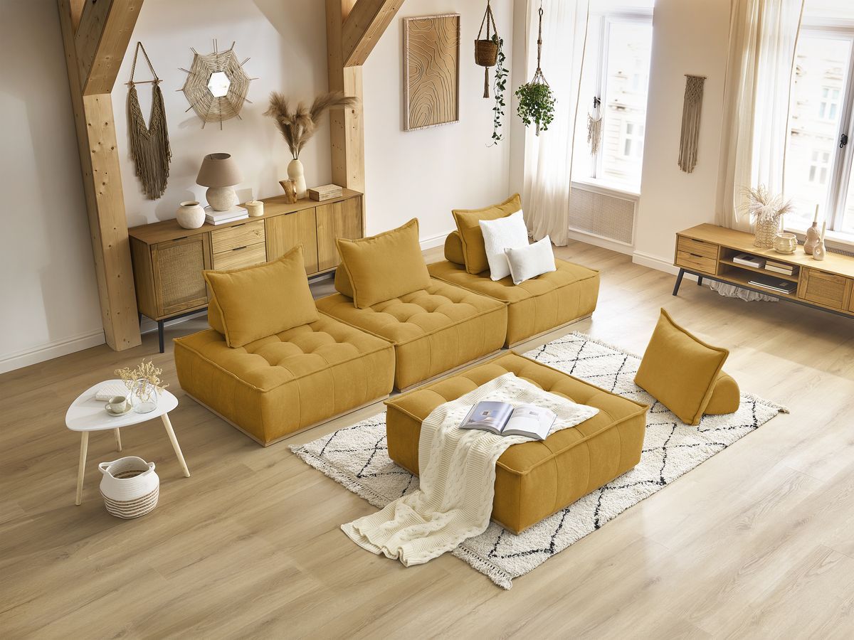 Bobochic Elisa Sofa 4-Sitzer Strukturstoff Gelb