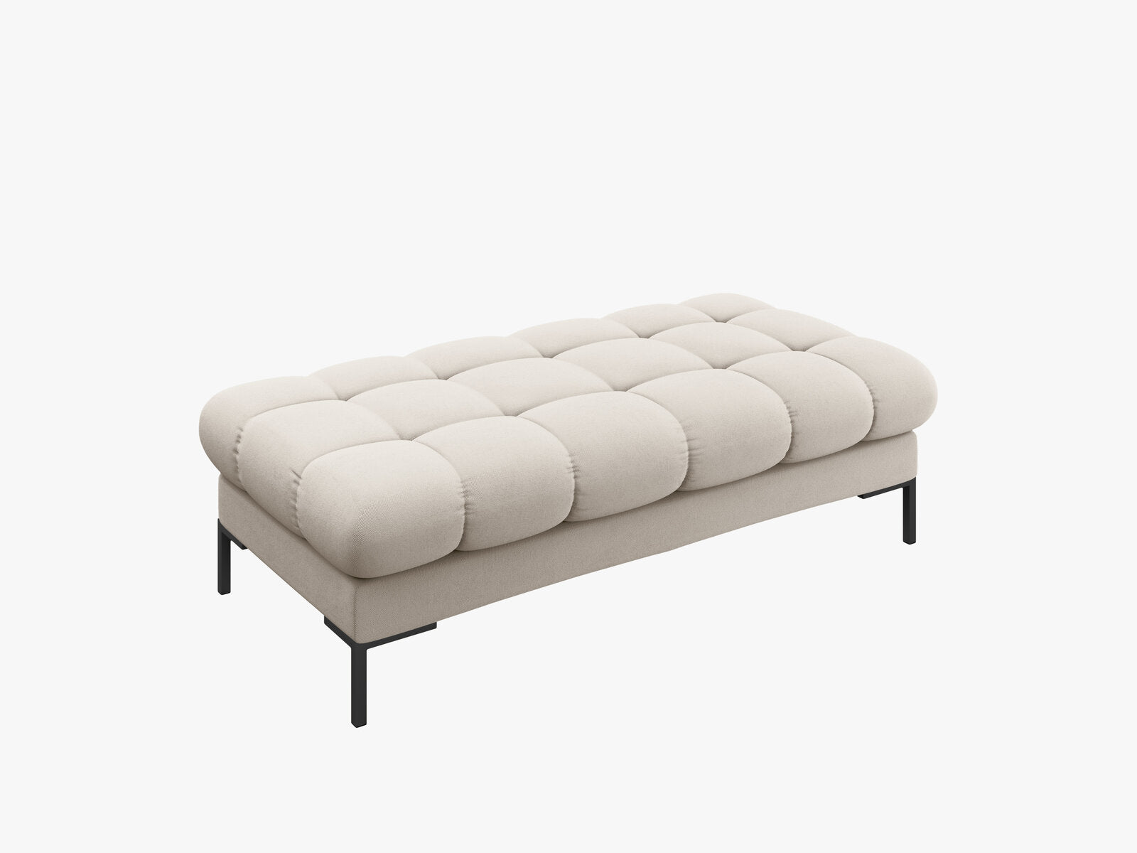 Micadoni Polsterbank Mamaia 2-Sitzer Strukturierter Stoff Neve Beige schwarze Beine
