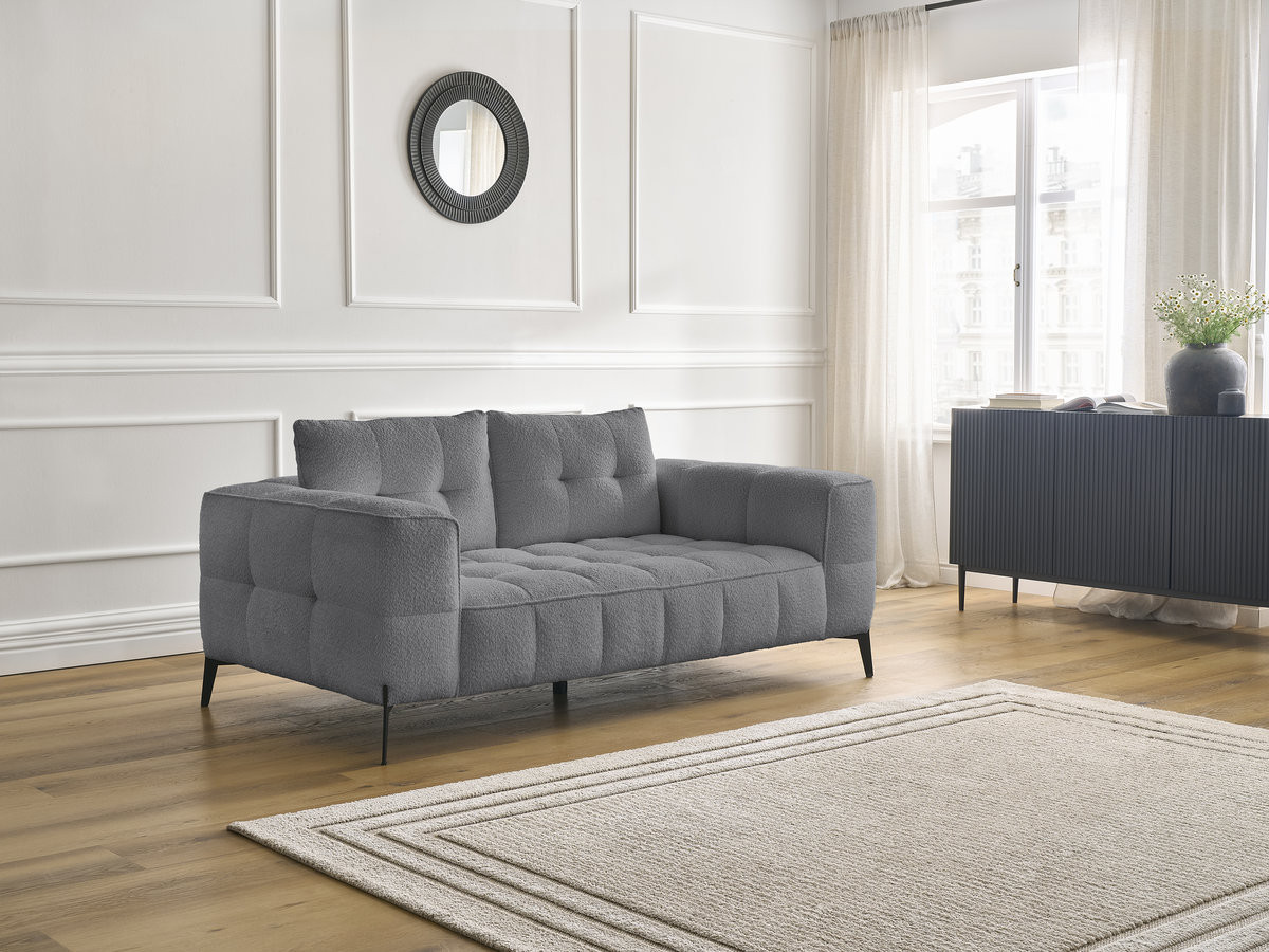 Bobochic Anis Sofa 2-Sitzer Bouclé-Stoff Dunkelgrau
