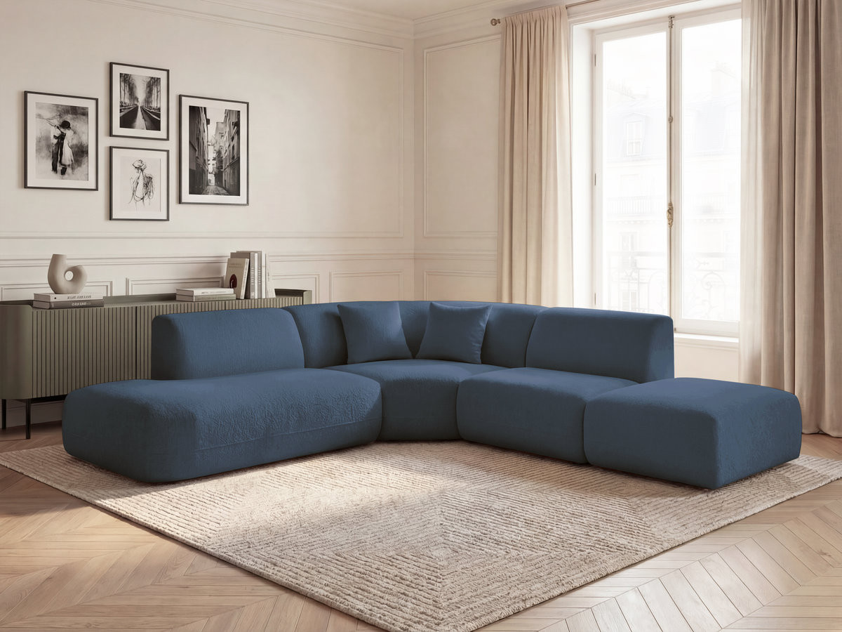 Bobochic Anda Ecksofa 279 × 264 cm Chenille Dunkelblau Ecke links