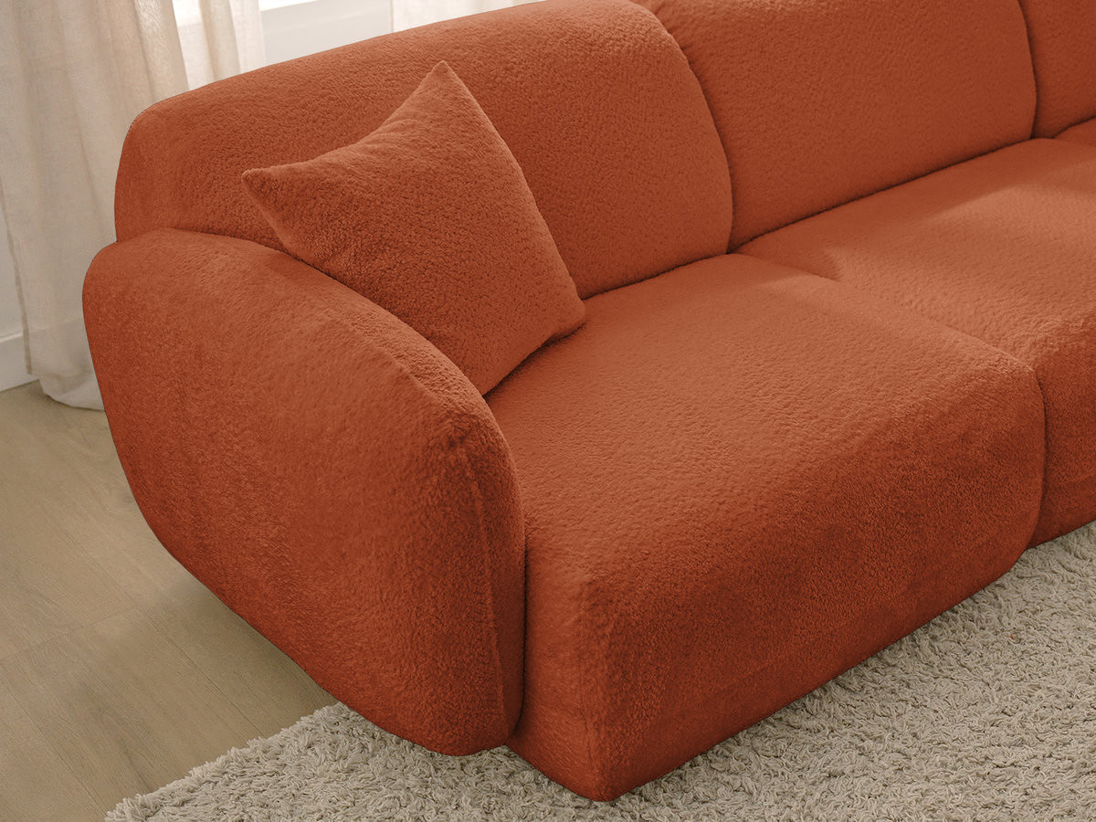 Bobochic Anda Ecksofa mit Pouf 292 × 163 cm Chenille Orange Ecke rechts