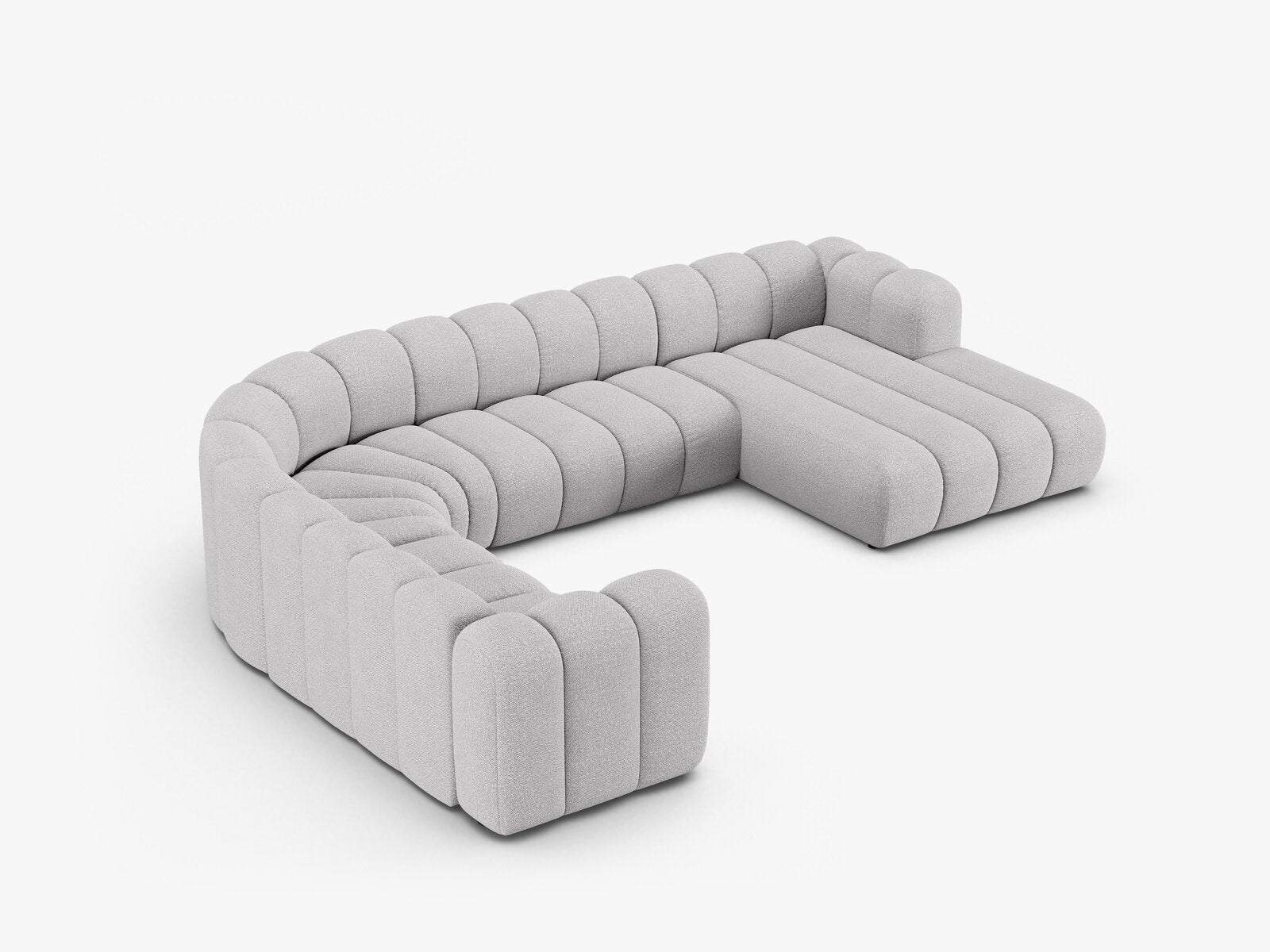 Micadoni Modulares Panorama Ecksofa Lupine 6-Sitzer Links Boucle Baloo Hellgrau