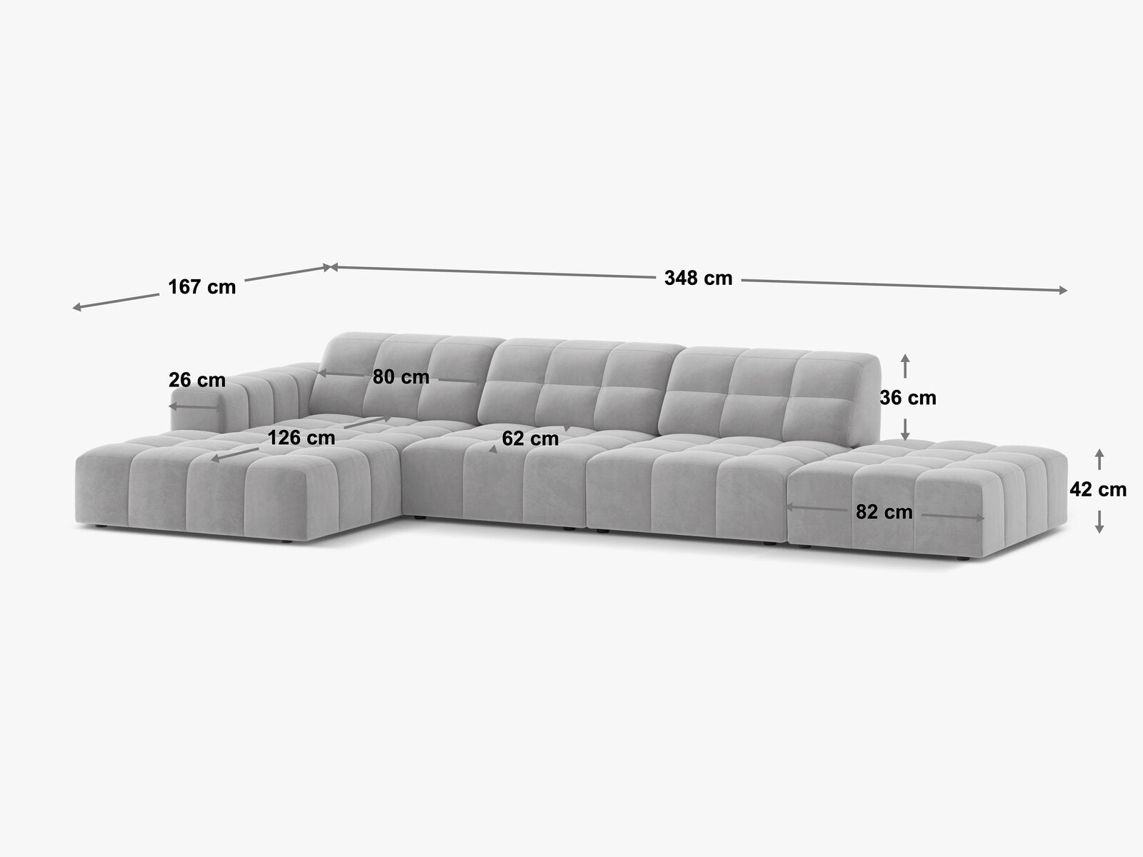 Micadoni Ecksofa Jennifer 5-Sitzer Links Samt Bluvel Königsblau