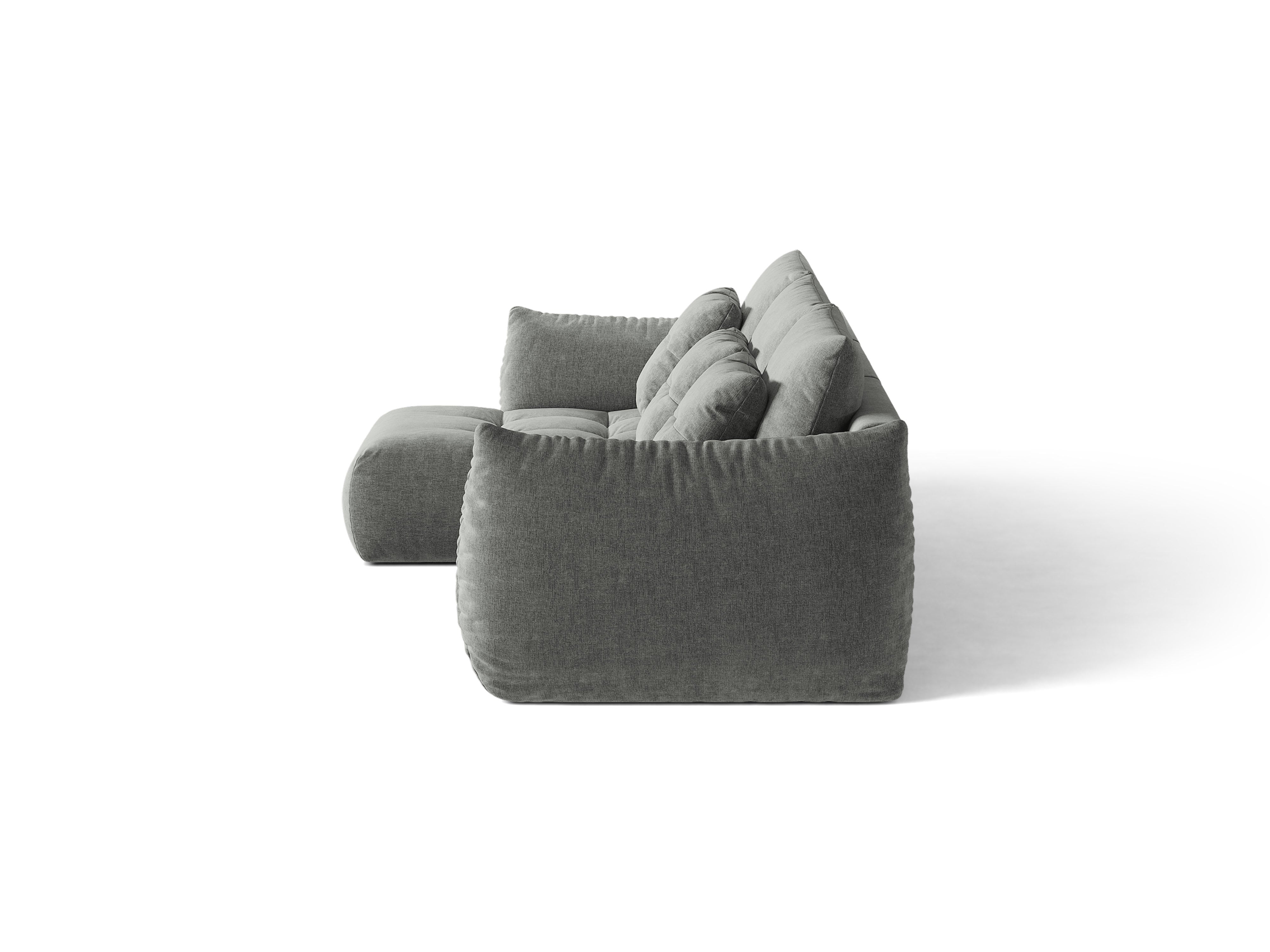Micadoni Bloom Ecksofa 6-Sitzer Links Strukturierter Stoff Wind Dunkelgrau