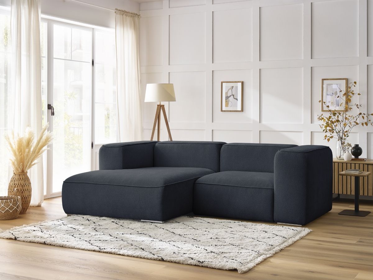 Bobochic Zephyr Ecksofa 260 × 165 cm Strukturstoff Dunkelblau Ecke links