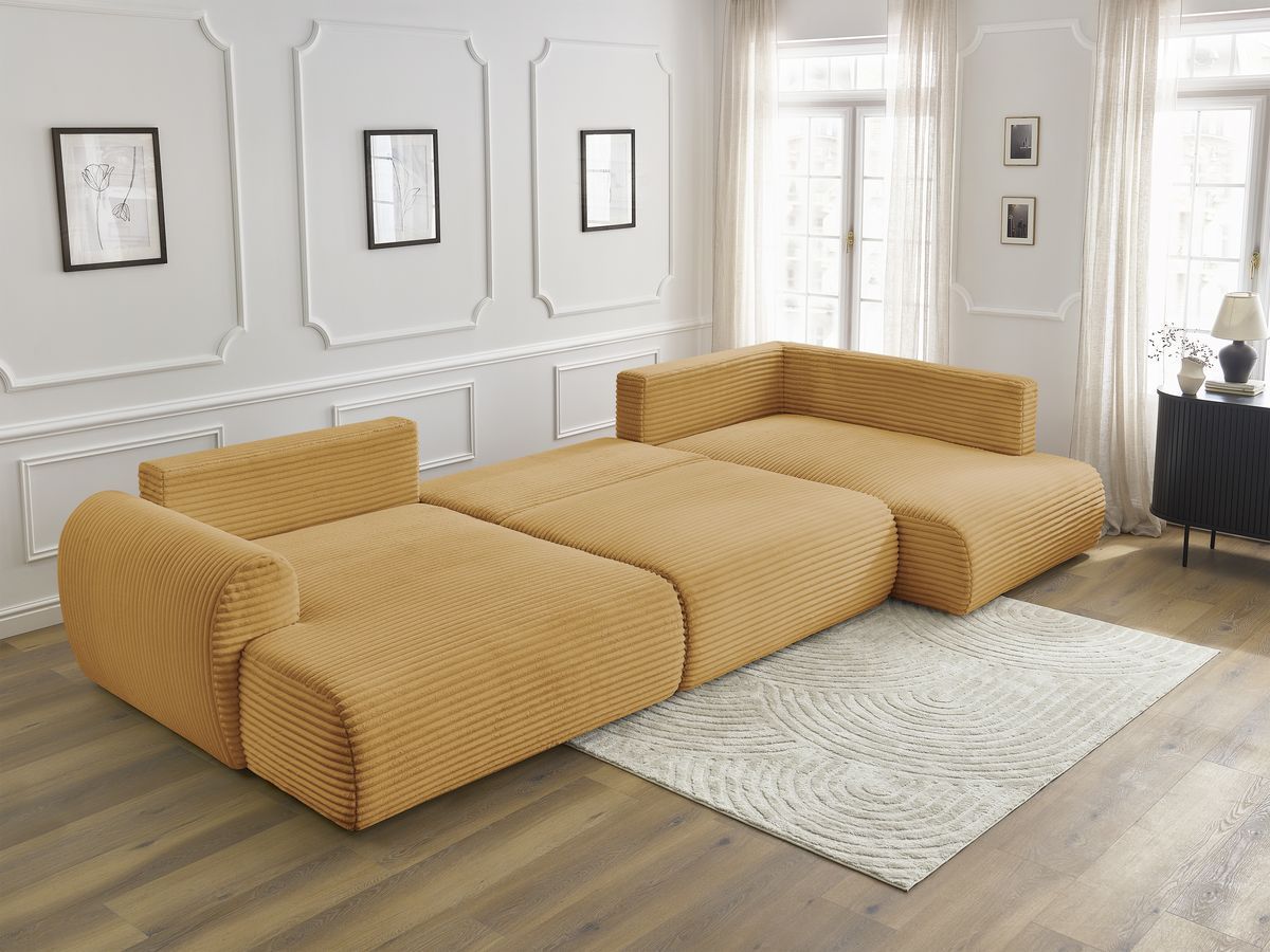 Bobochic Lucien Wohnlandschaft Breitcord weich Gelb Ecke links