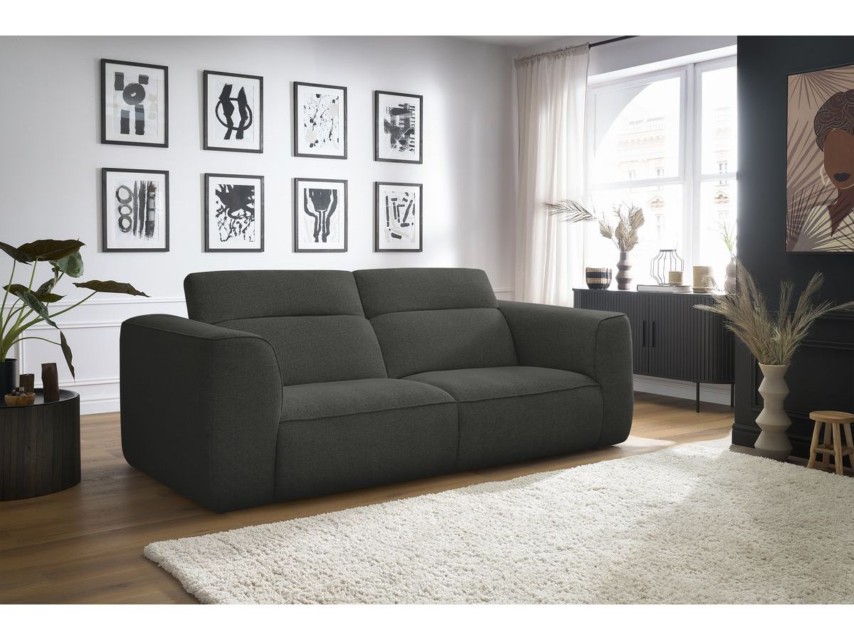 Bobochic William Sofa 3-Sitzer Melange-Stoff Dunkelgrau