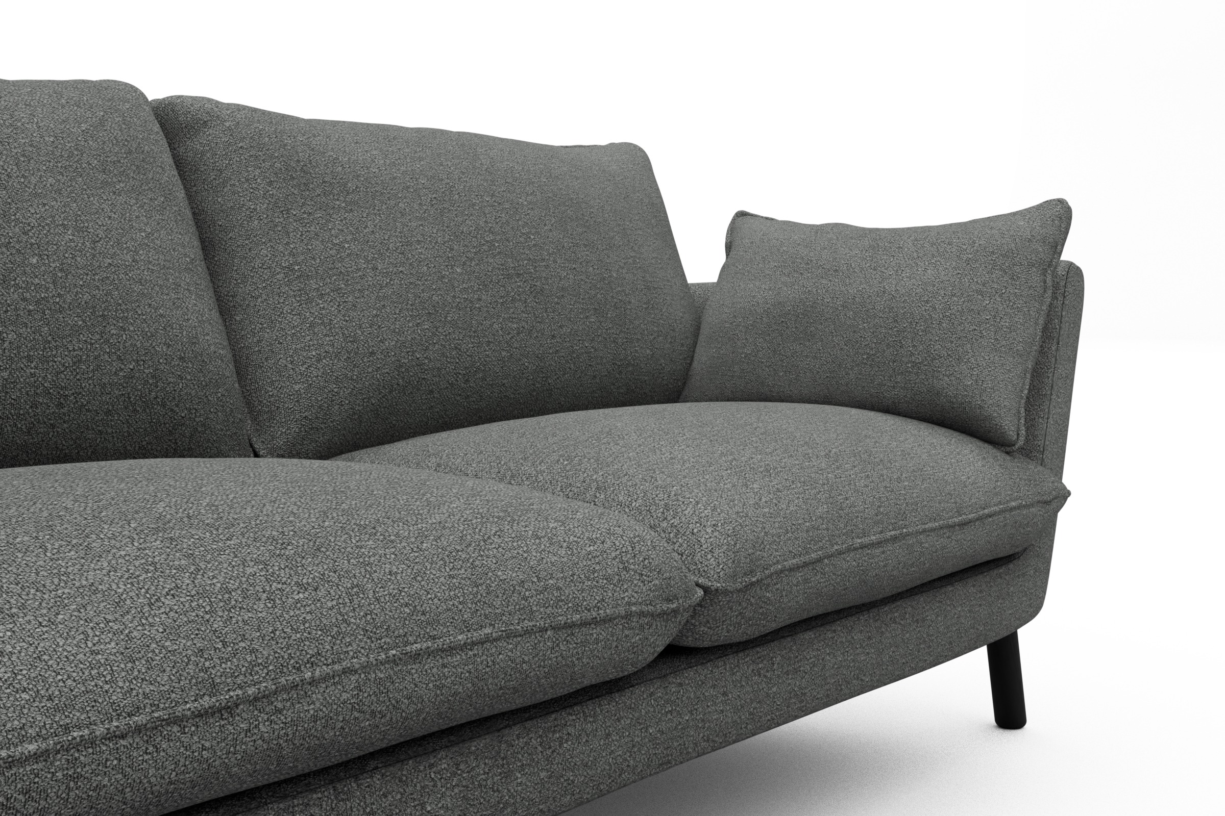 Sofa Emil 3-Sitzer Beinfarbe Eiche Schwarz Boucle-Ash-Grey