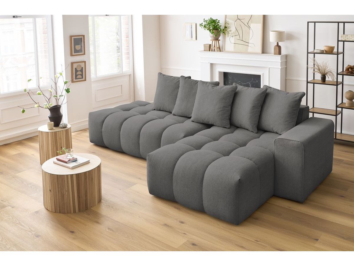 Bobochic Mont-blanc Ecksofa Melange-Stoff Dunkelgrau Ecke rechts