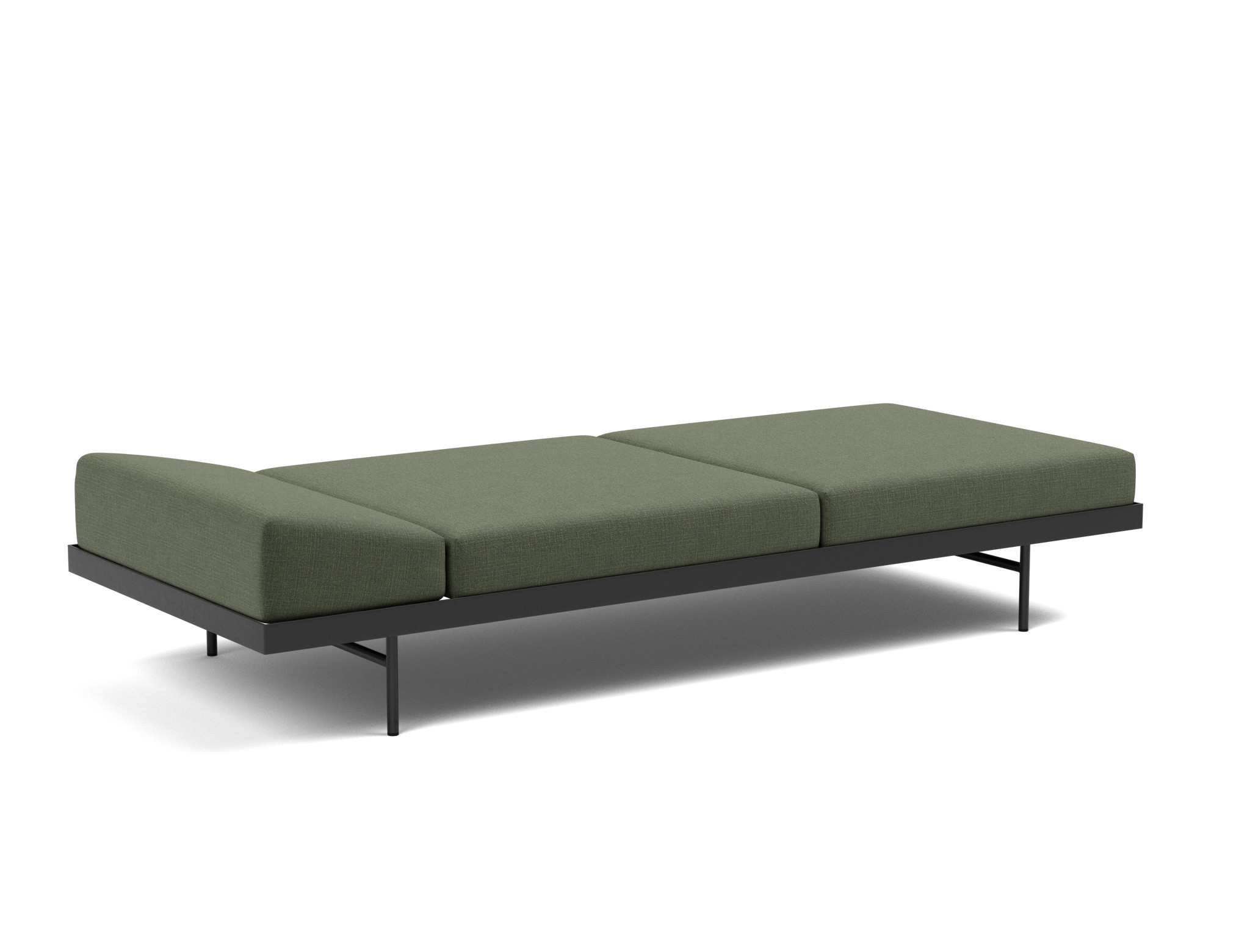 Tagesbett Puri Chenille Esina 413-Olive-Green Beine mit Eichentisch
