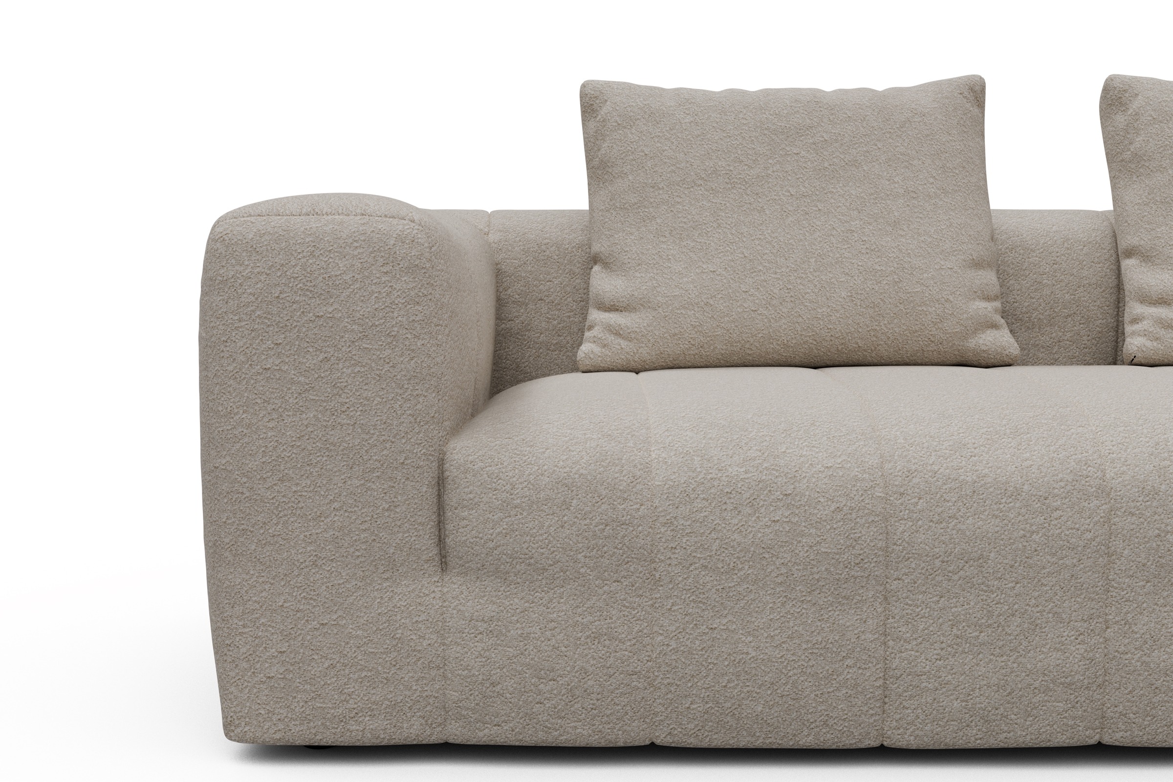 Ecksofa Hugo 2,5-Sitzer Armlehne links mit Chaiselongue Aivi-Lace-Beige