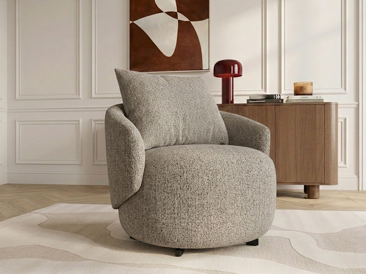 Bobochic Lexie Sessel Melange-Stoff Taupe
