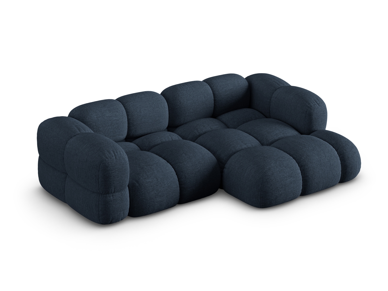 Cosmopolitan Design Ecksofa Loretto 3-Sitzer Strukturierter Stoff Sorella Dunkelblau Rechts