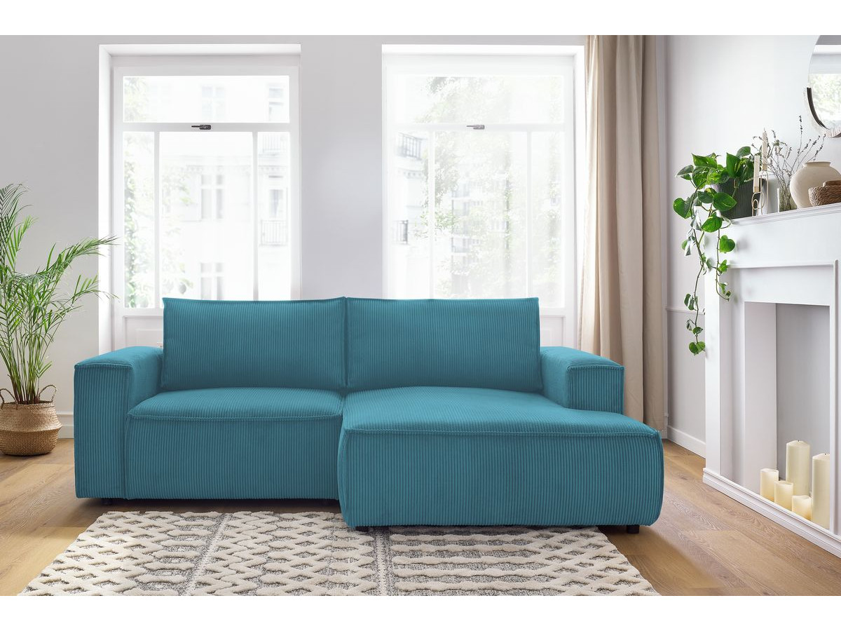 Bobochic Nihad Ecksofa Cordsamt Dunkelblau Ecke rechts