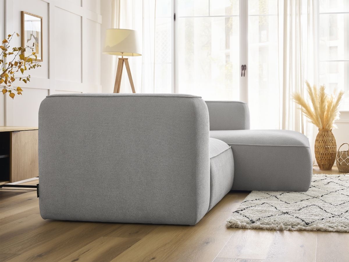 Bobochic Zephyr Ecksofa 260 × 165 cm Strukturstoff Hellgrau Ecke rechts
