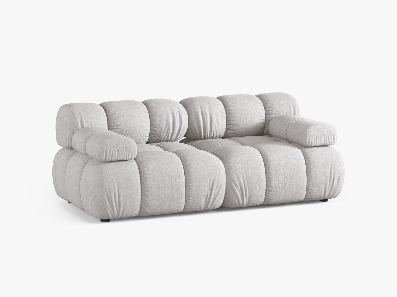 Micadoni Modulares Sofa Bellis 2-Sitzer Strukturierter Stoff Liberty Hellgrau