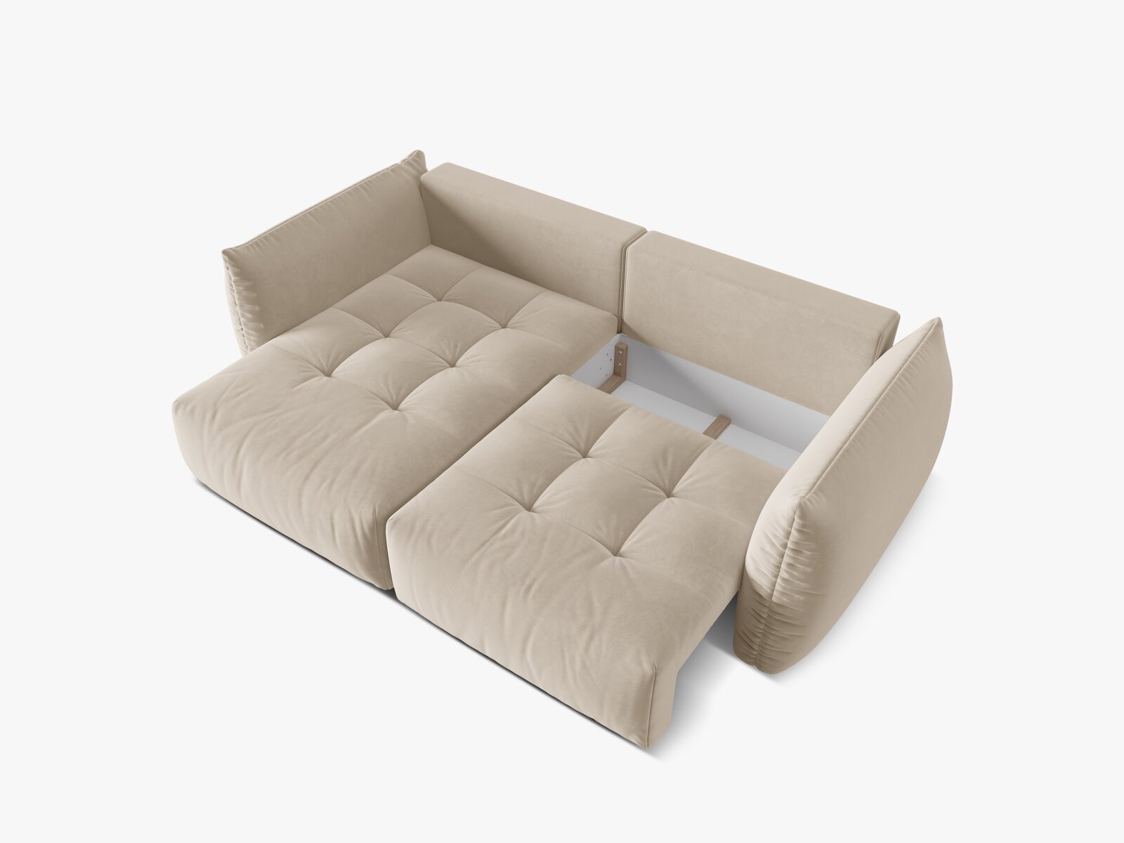Micadoni Bloom Ecksofa 3-Sitzer mit Schlaffunktion Links Samt Casino Sand