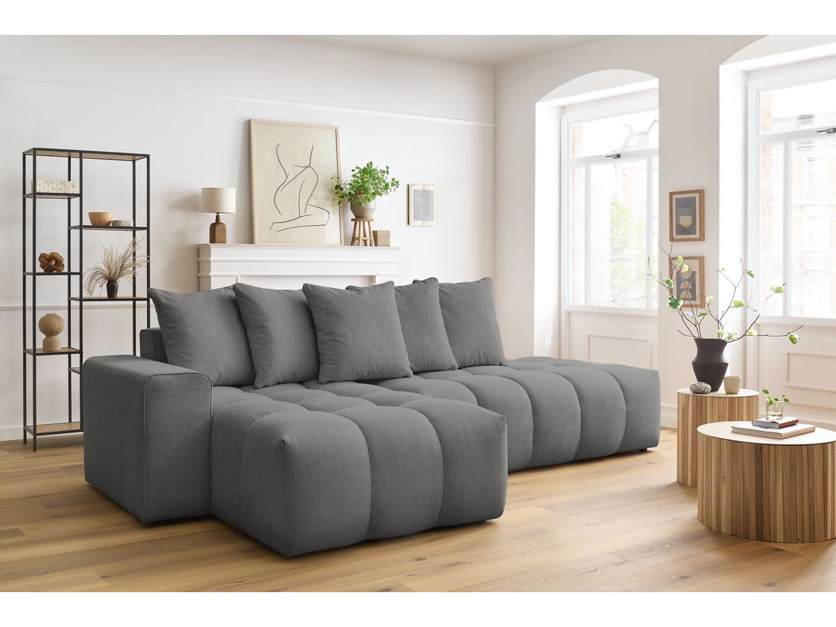 Bobochic Mont-blanc Ecksofa Melange-Stoff Dunkelgrau Ecke links