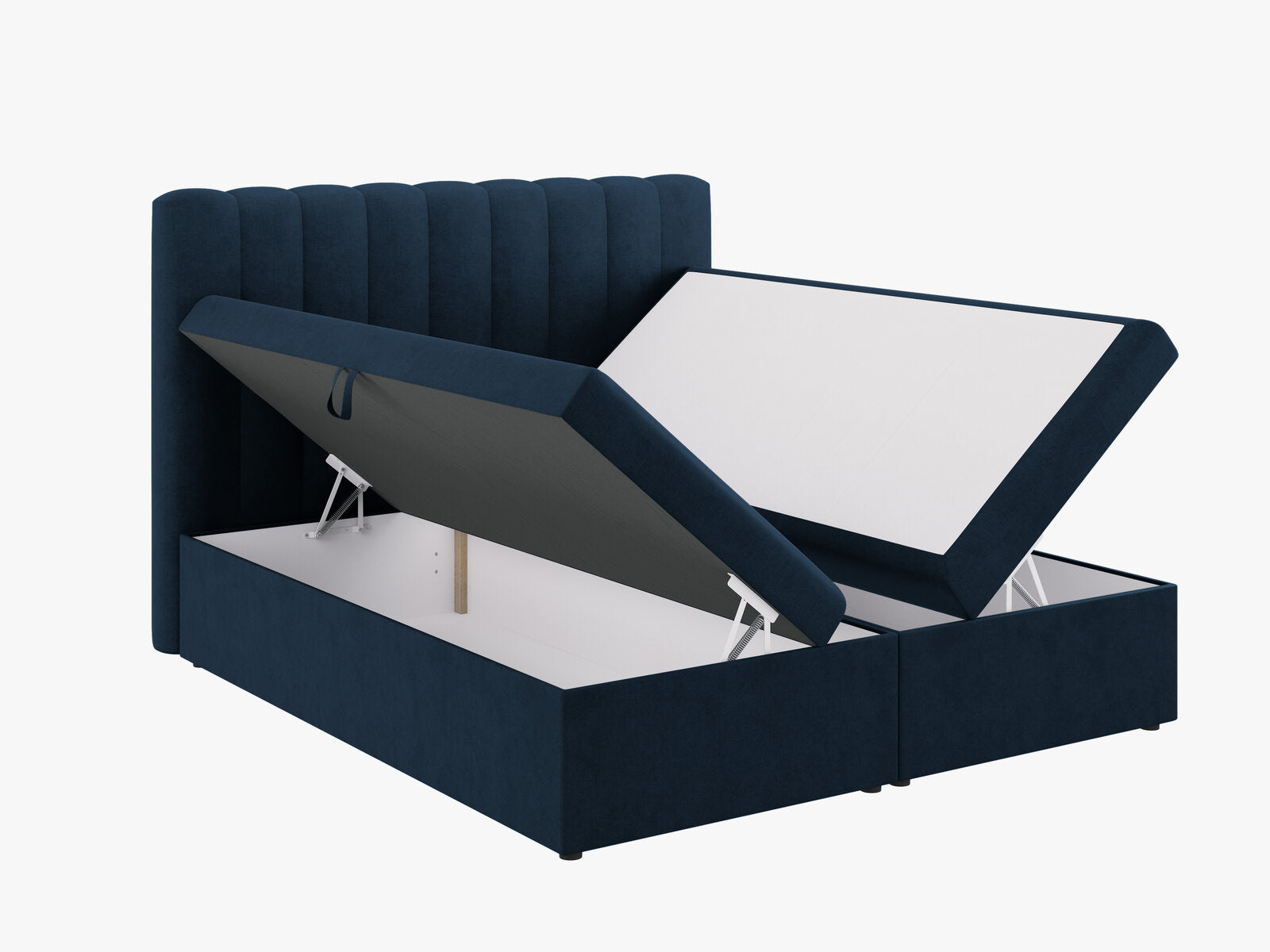 Micadoni Boxspringbett Kelp Strukturierter Stoff Königsblau 180x200