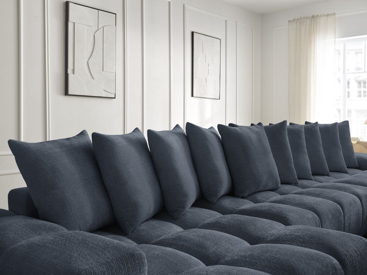 Bobochic Anakin Wohnlandschaft, 10 Kissen Strukturstoff Dunkelblau