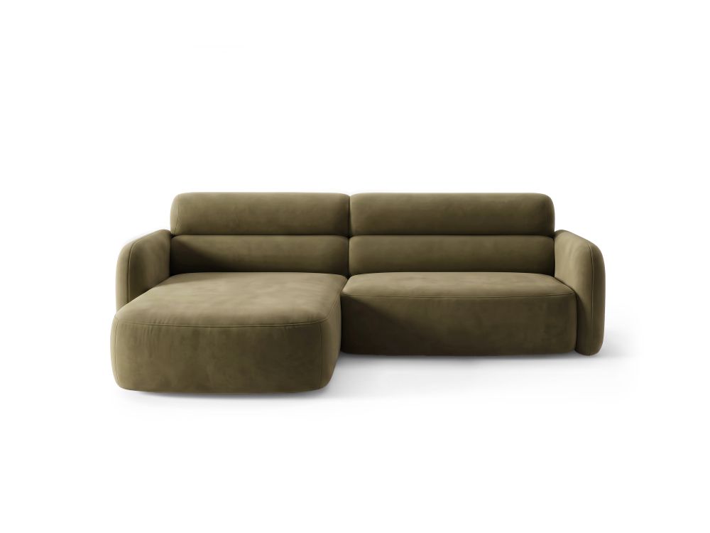 Cosmopolitan Design Ecksofa Malmo 3-Sitzer Samt Bluvel Grün Links