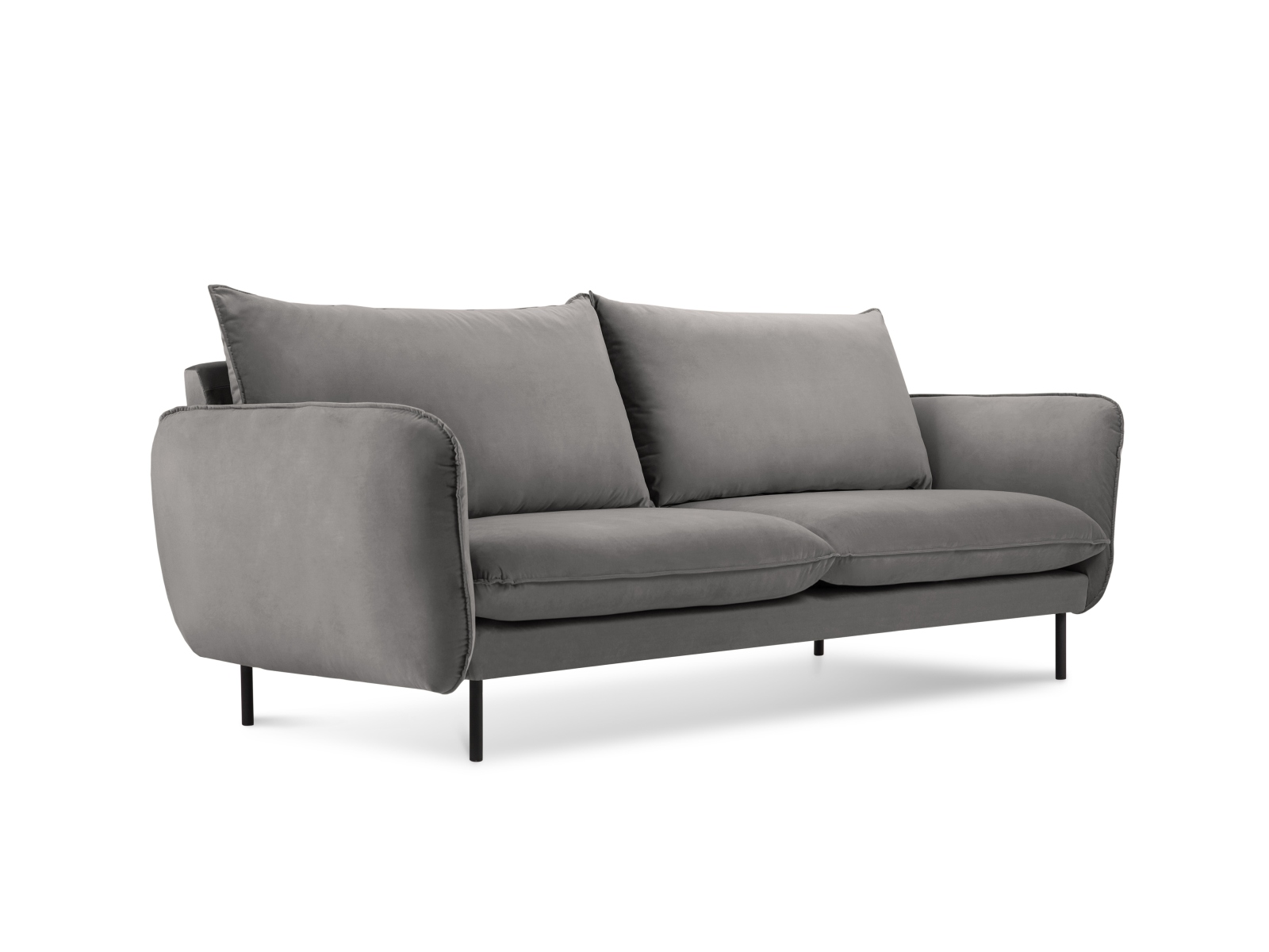 Cosmopolitan Design Sofa Vienna 2-Sitzer Samt Bluvel Hellgrau Beine Schwarzes Metall