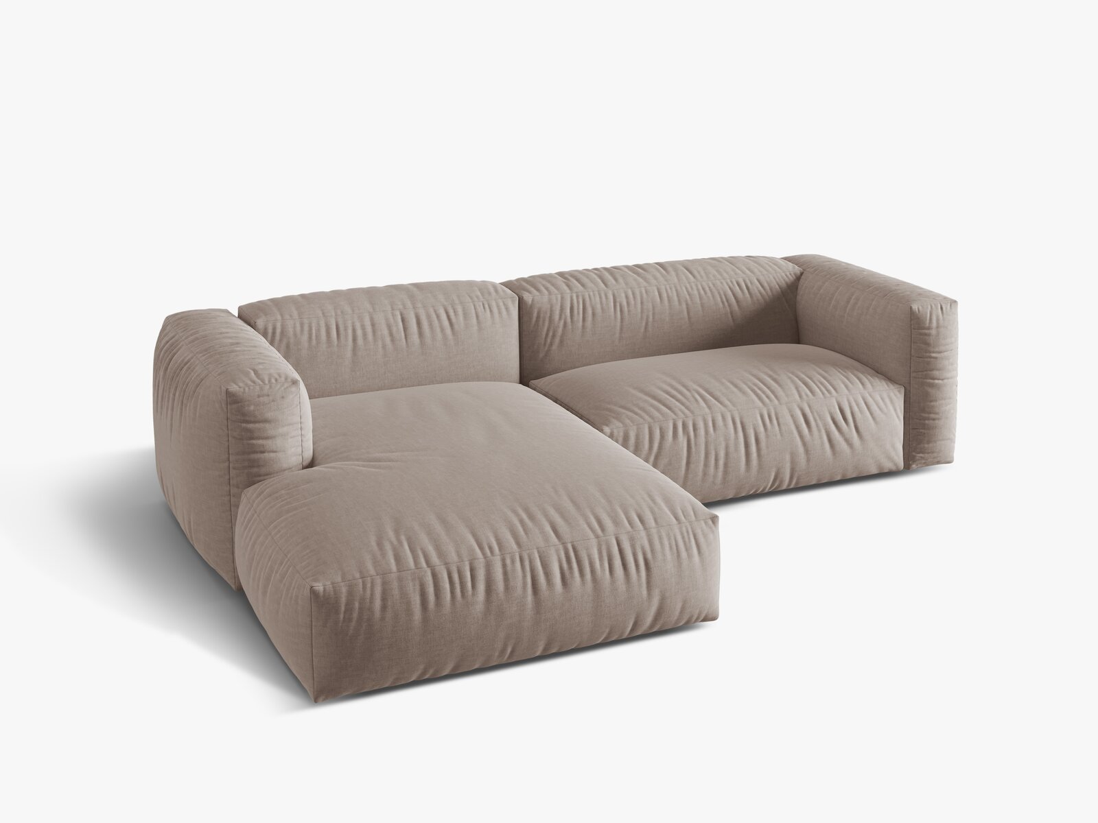 Micadoni Ecksofa Martina 2-Sitzer Links Strukturierter Stoff Boston Dunkelbeige