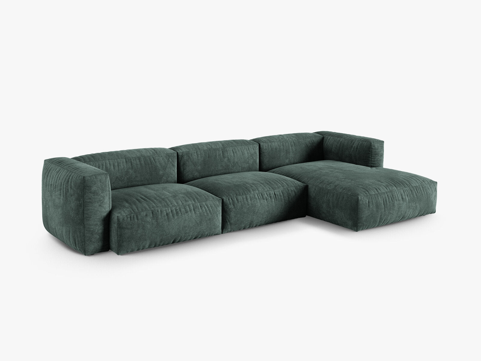 Micadoni Ecksofa Martina 3-Sitzer 90cm Sitztiefe Rechts Samt Vogue Petrol
