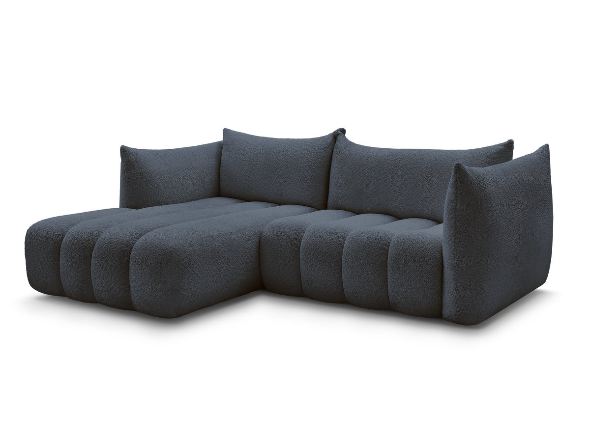 Bobochic Azra Ecksofa 262 × 178 cm Bouclé-Stoff Dunkelblau Ecke links