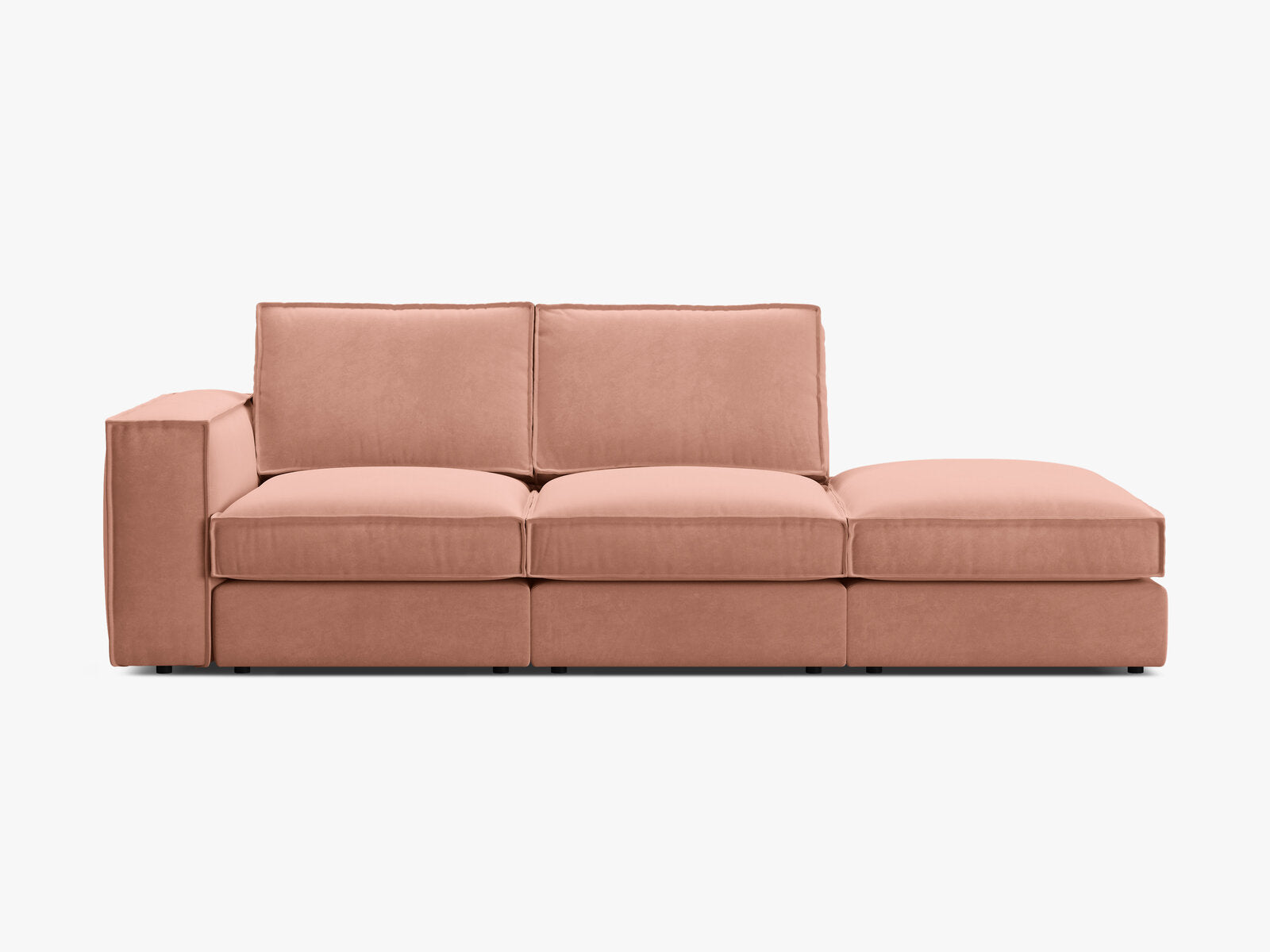 Micadoni modulares offenes Sofa Pola 3-Sitzer Rechts Samt Salvador Rosa