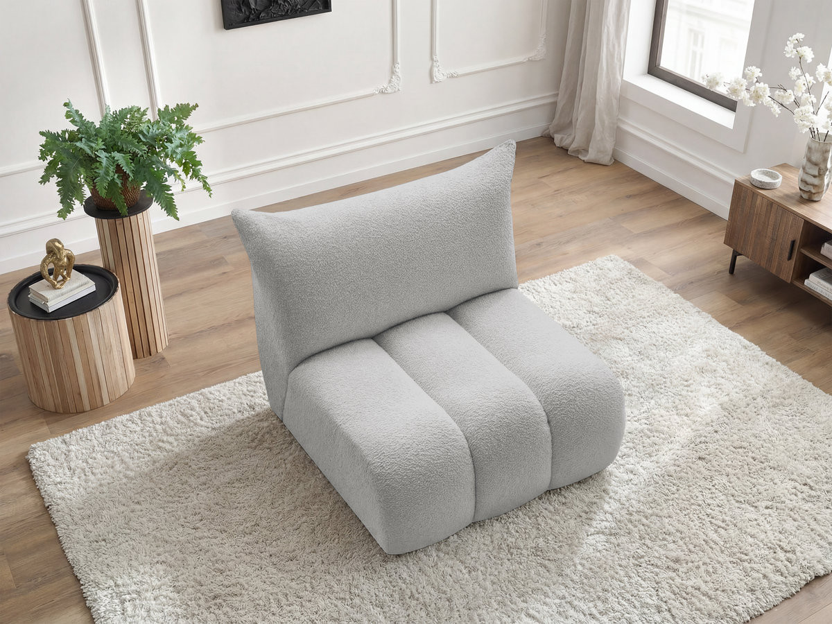 Bobochic Azra Sofamodul 1-Sitzer 90 × 112 cm Bouclé-Stoff Hellgrau