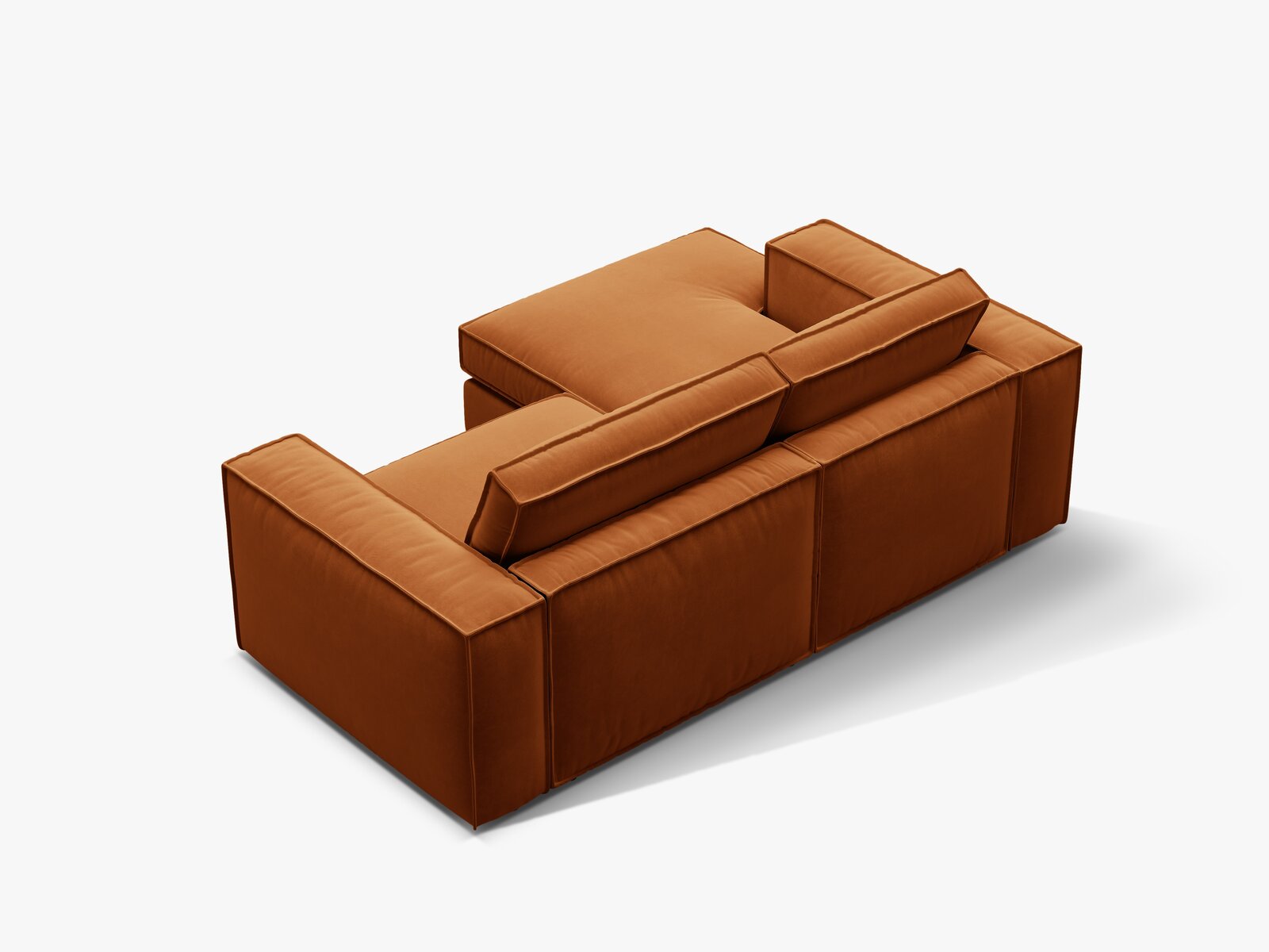 Micadoni modulares Ecksofa Pola 2-Sitzer kleine Version Links Samt Salvador Terrakotta