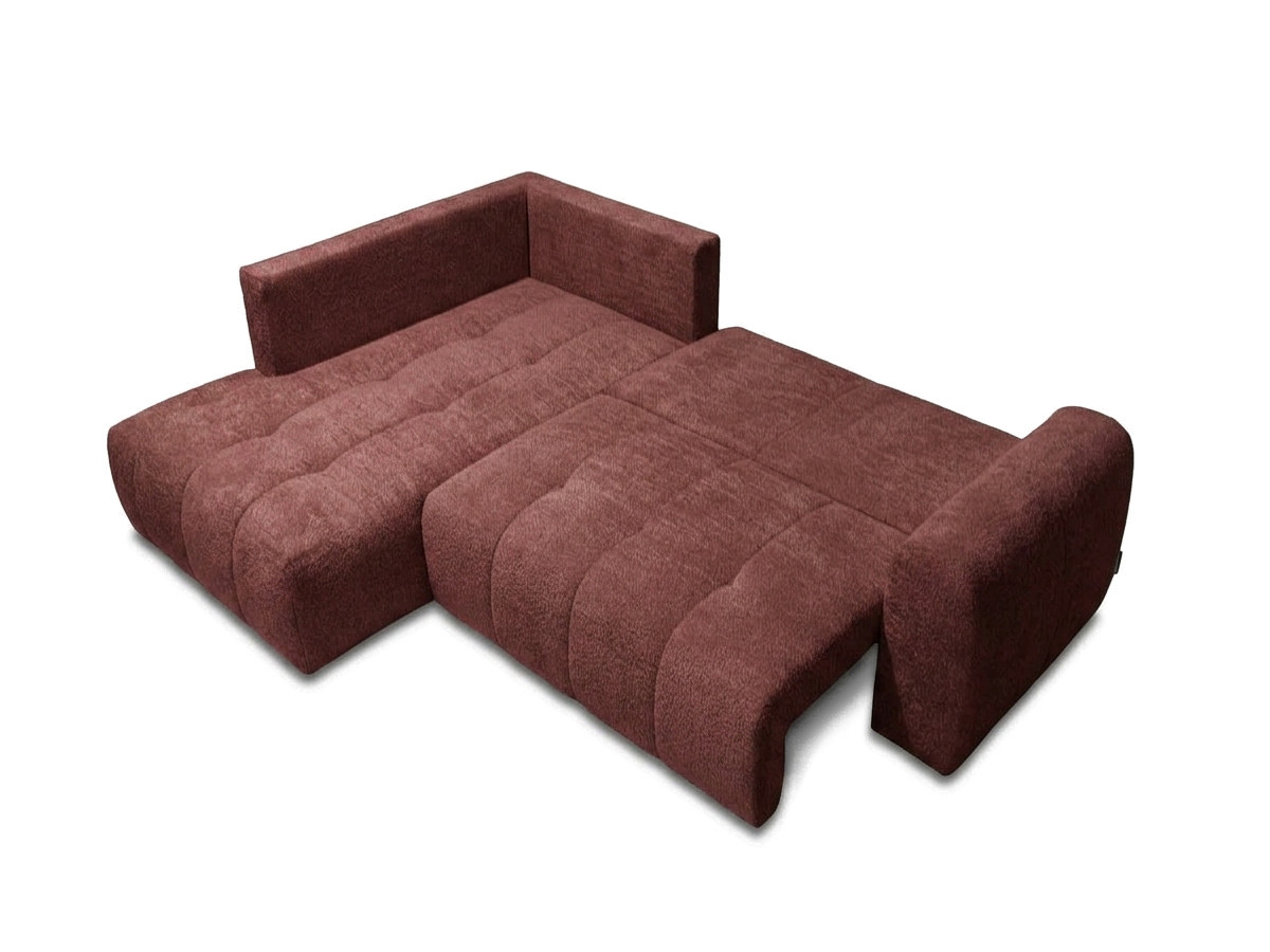 Bobochic Roxelane Ecksofa mit Schlaffunktion und Bettkasten Bouclé-Stoff Rot Ecke links