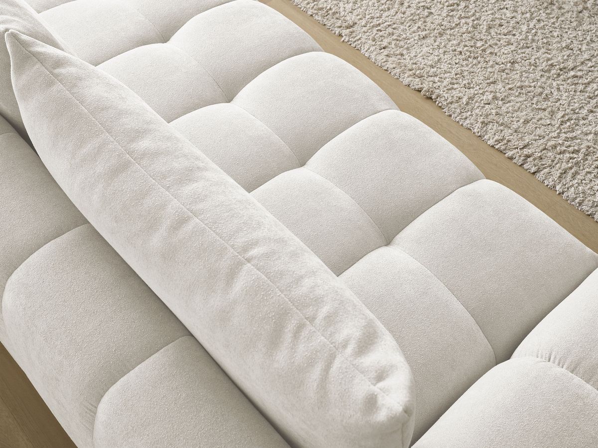 Bobochic Everest Schlafsofa 3-Sitzer mit Bettkasten, 2 Kissen Strukturstoff Weiß