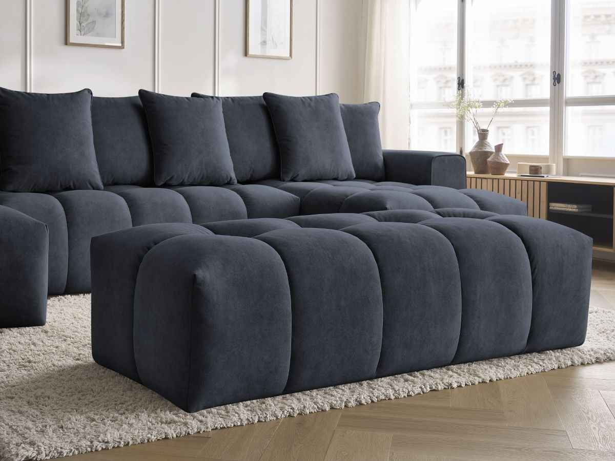Bobochic Mont-blanc Wohnlandschaft mit Pouf Samt Dunkelblau