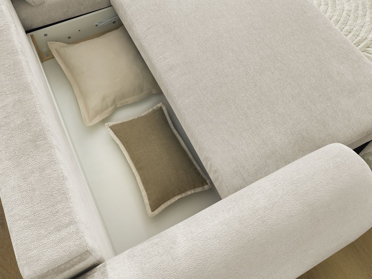 Bobochic Lucien Ecksofa mit Schlaffunktion und Bettkasten 314 × 167 cm Stoff Beige Ecke rechts