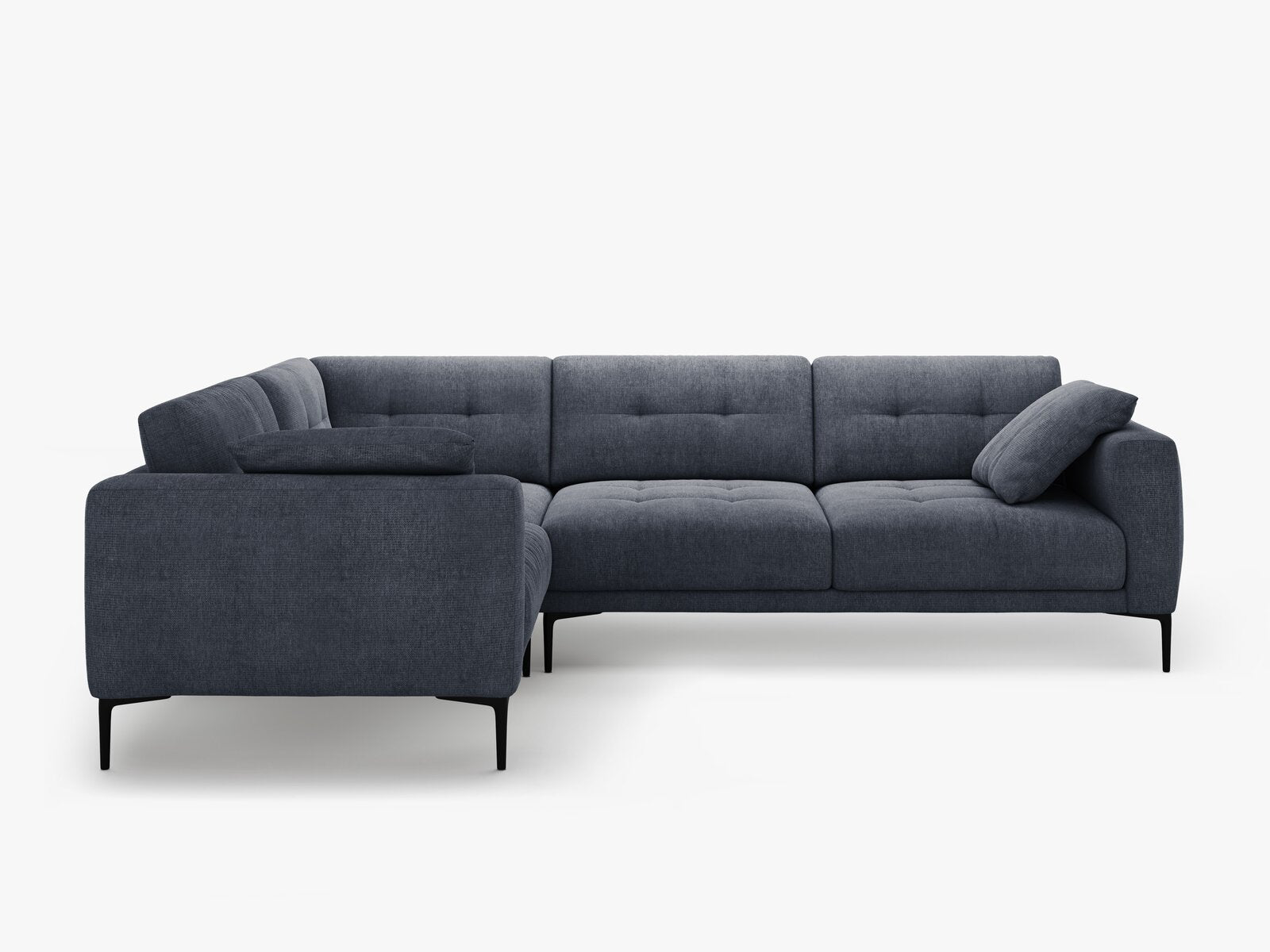 Micadoni Ecksofa Bemy 4-Sitzer Links Strukturierter Stoff Dunkelblau