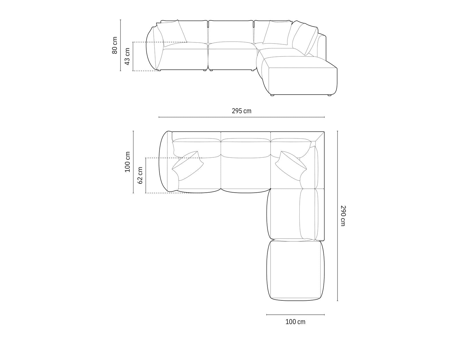 Micadoni Modulares Ecksofa Chris 4-Sitzer Rechts Strukturierter Stoff Gedämpftes Blau