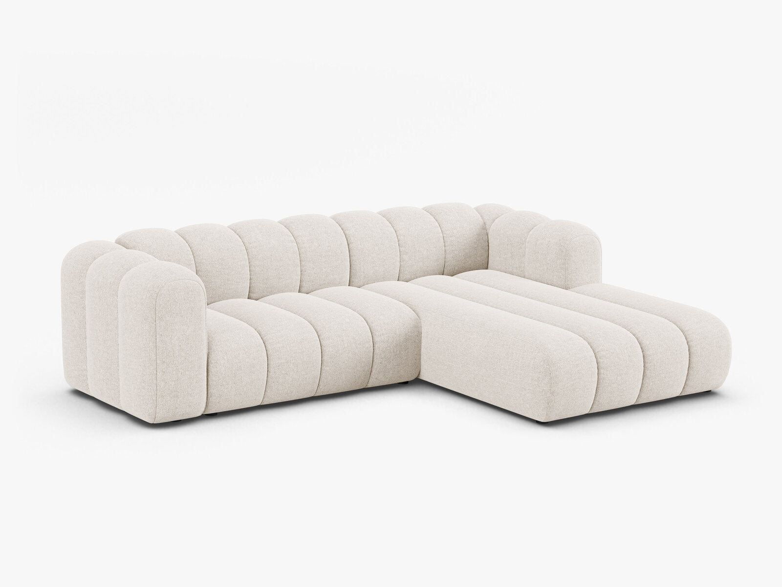 Micadoni Modulares Ecksofa Lupine 4-Sitzer mittelgroß Rechts Chenille Eden Helles Beige