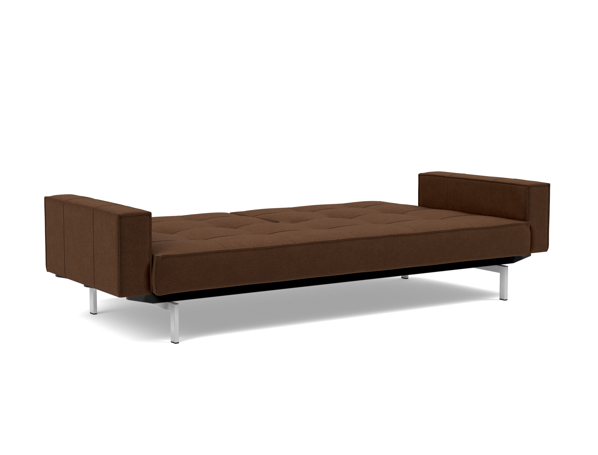 Schlafsofa Splitback mit Armlehnen Strukturierter Stoff Taura 359-Cappuccino Beine Chrom