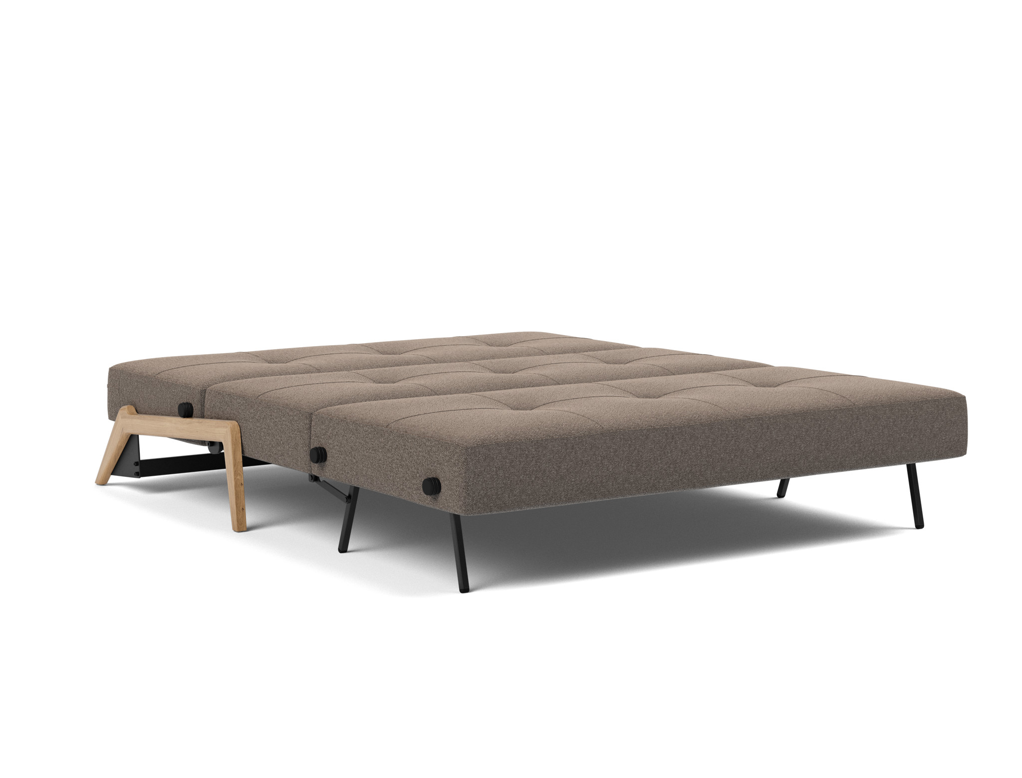 Schlafsofa Cubed 160 Boucle Skandi 530-Taupe Beine Eiche