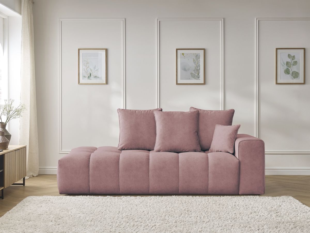 Bobochic Mont-blanc Sofa 4-Sitzer Samt Rosa Armlehne rechts