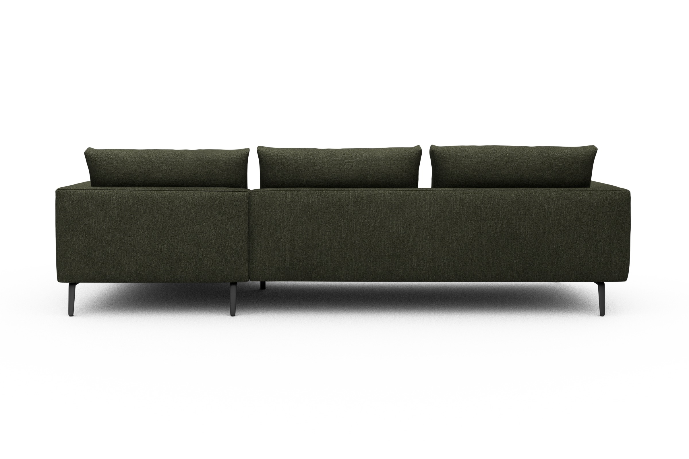 Ecksofa Karl Chaiselongue rechts mit 2,5-Sitzer Boucle-Forest-Green