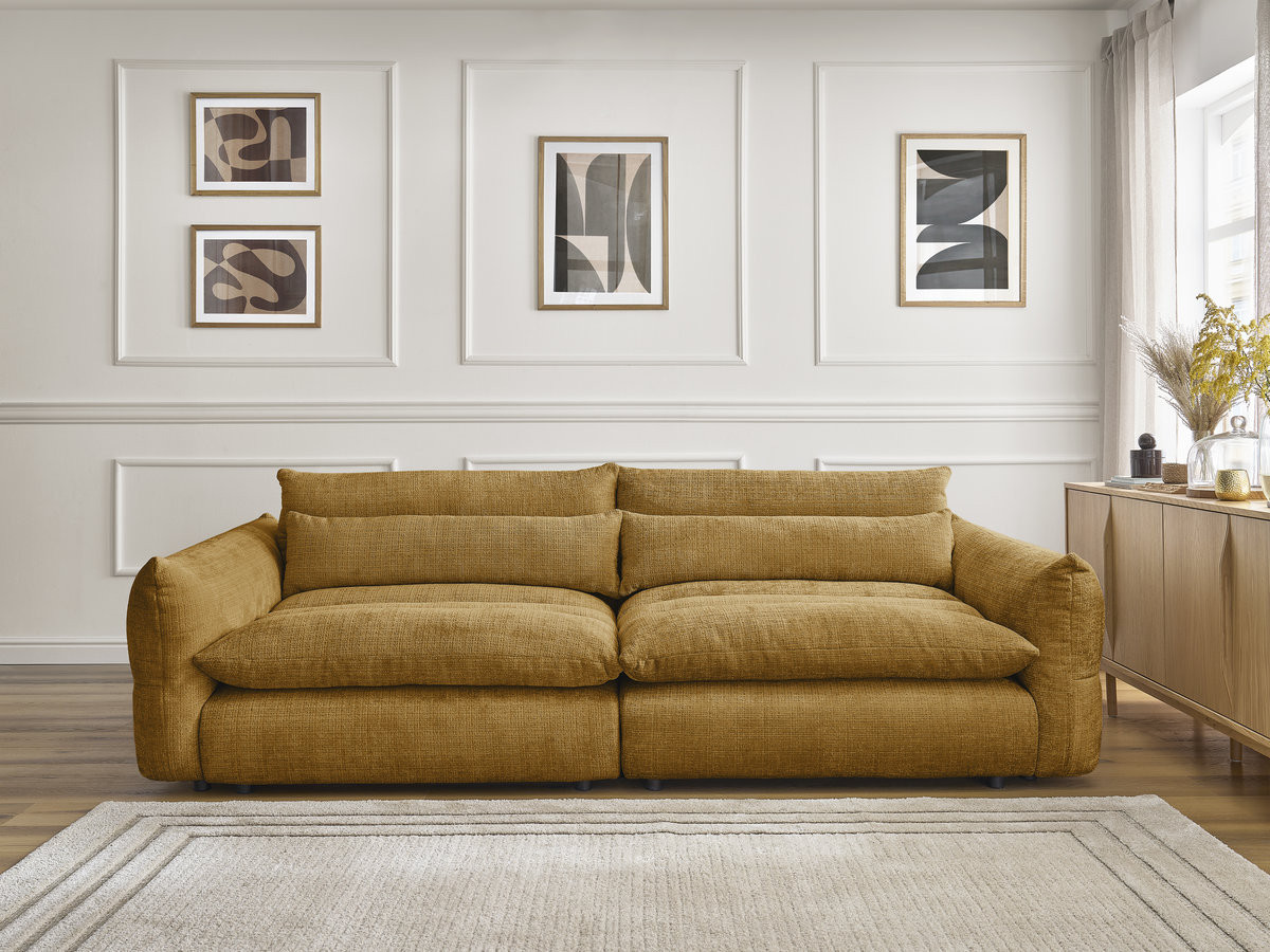 Bobochic Neil Sofa 3-Sitzer Strukturstoff Gelb