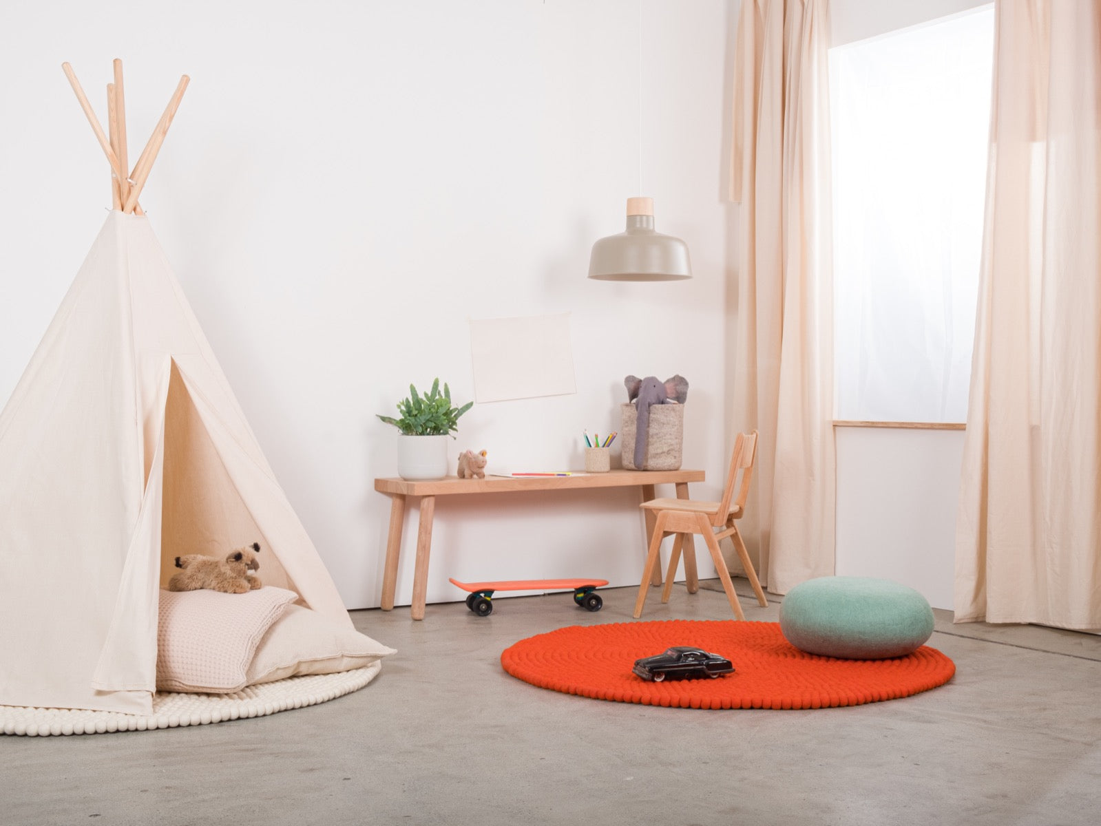 myfelt Mats Filzkugelteppich Rotorange rund Ø 50 cm