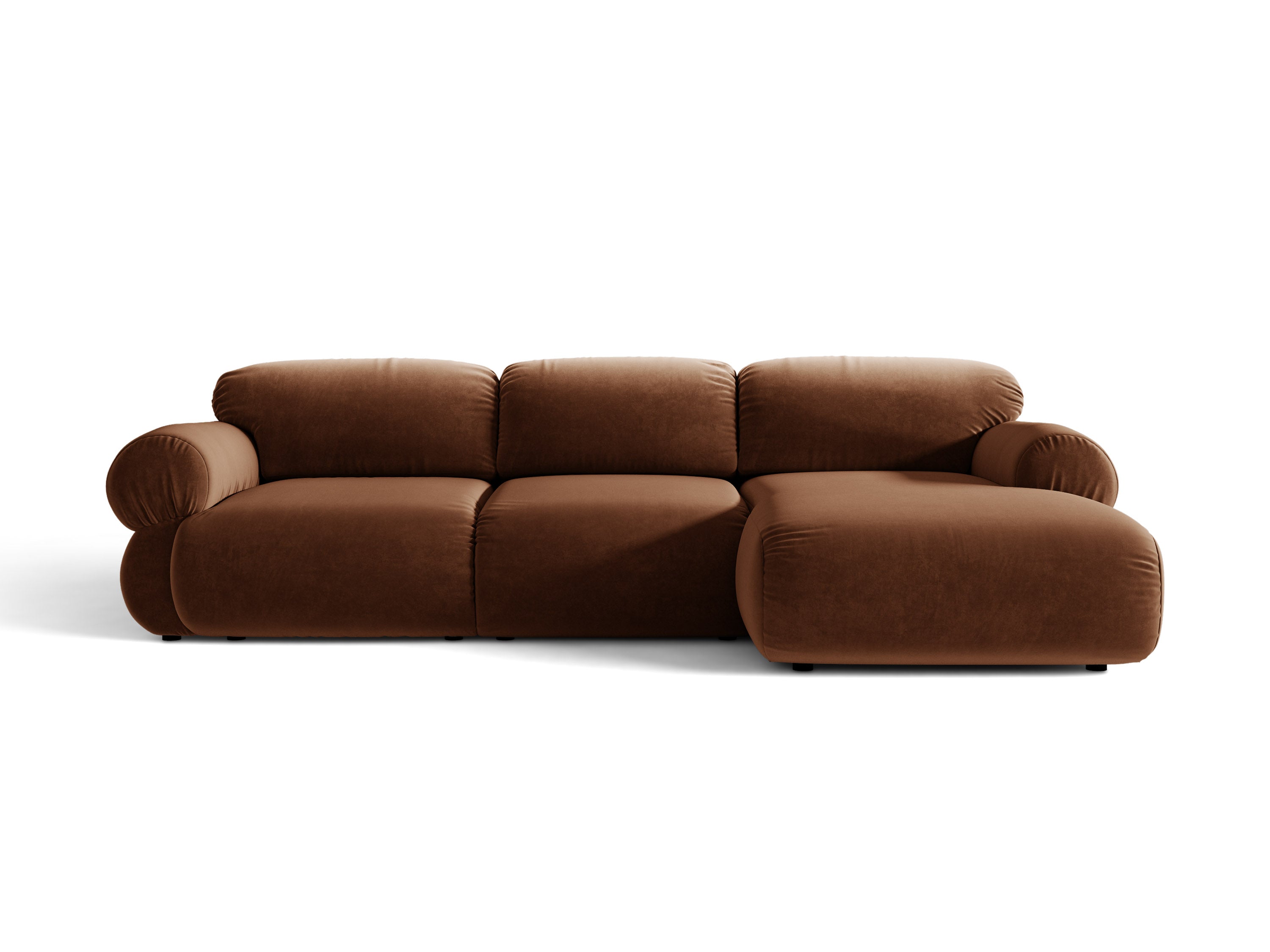 Micadoni Ophelia Ecksofa 297 cm Rechts Samt Salvador Braun
