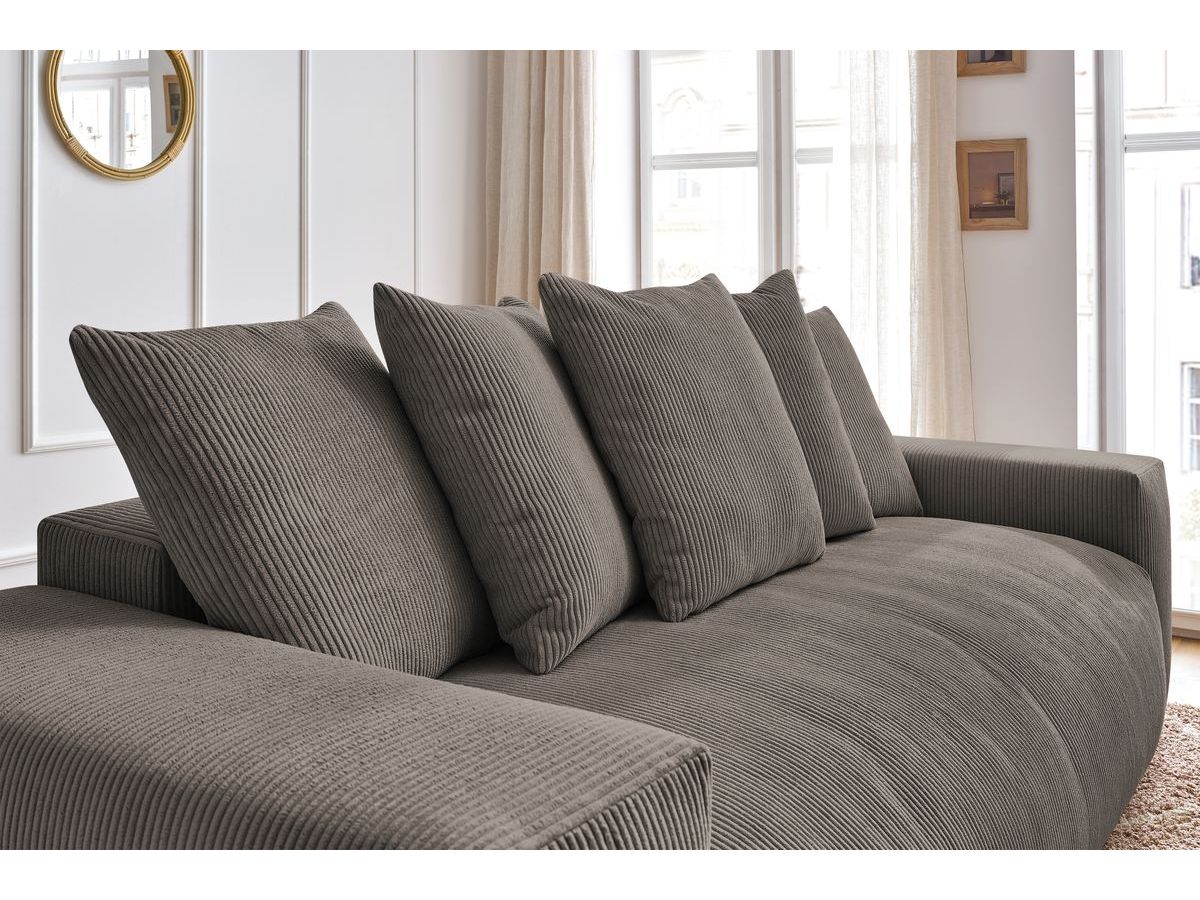 Bobochic Voltaire Schlafsofa 3-Sitzer mit Bettkasten Cordsamt Taupe